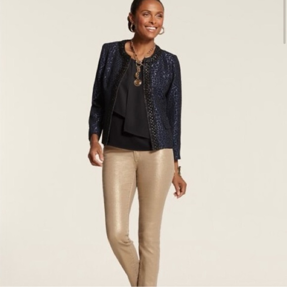 Chico’s 3 Embellished Animal Jacquard Jacket - Picture 3 of 8